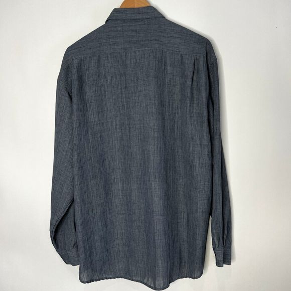 Vintage Husky Club Shirt Button Up Gray Blue Embroidered Men's Size Large - Picture 6 of 11